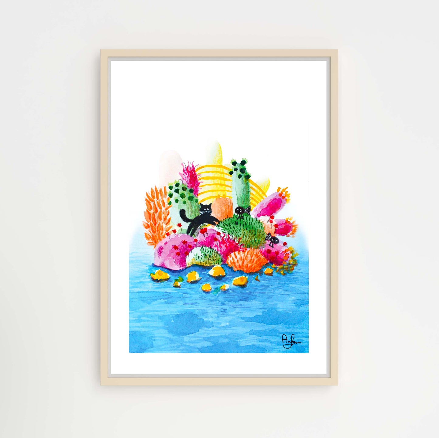 Black cat island print