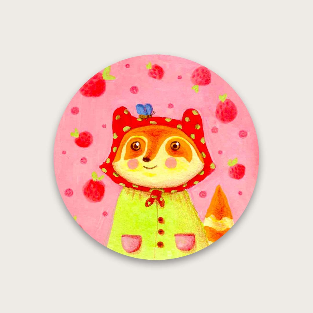 Strawberry racoon sticker