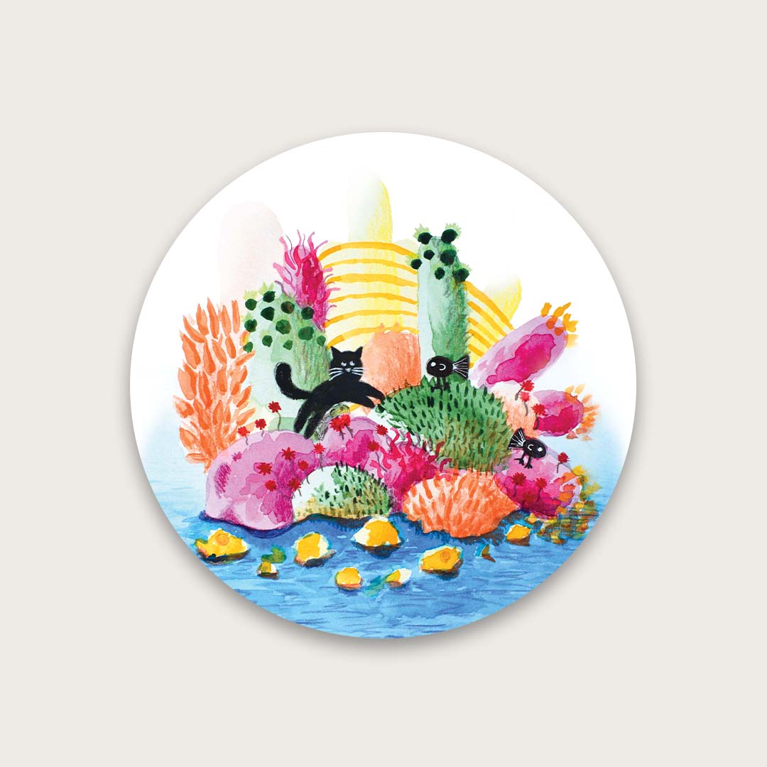 Black cat island sticker