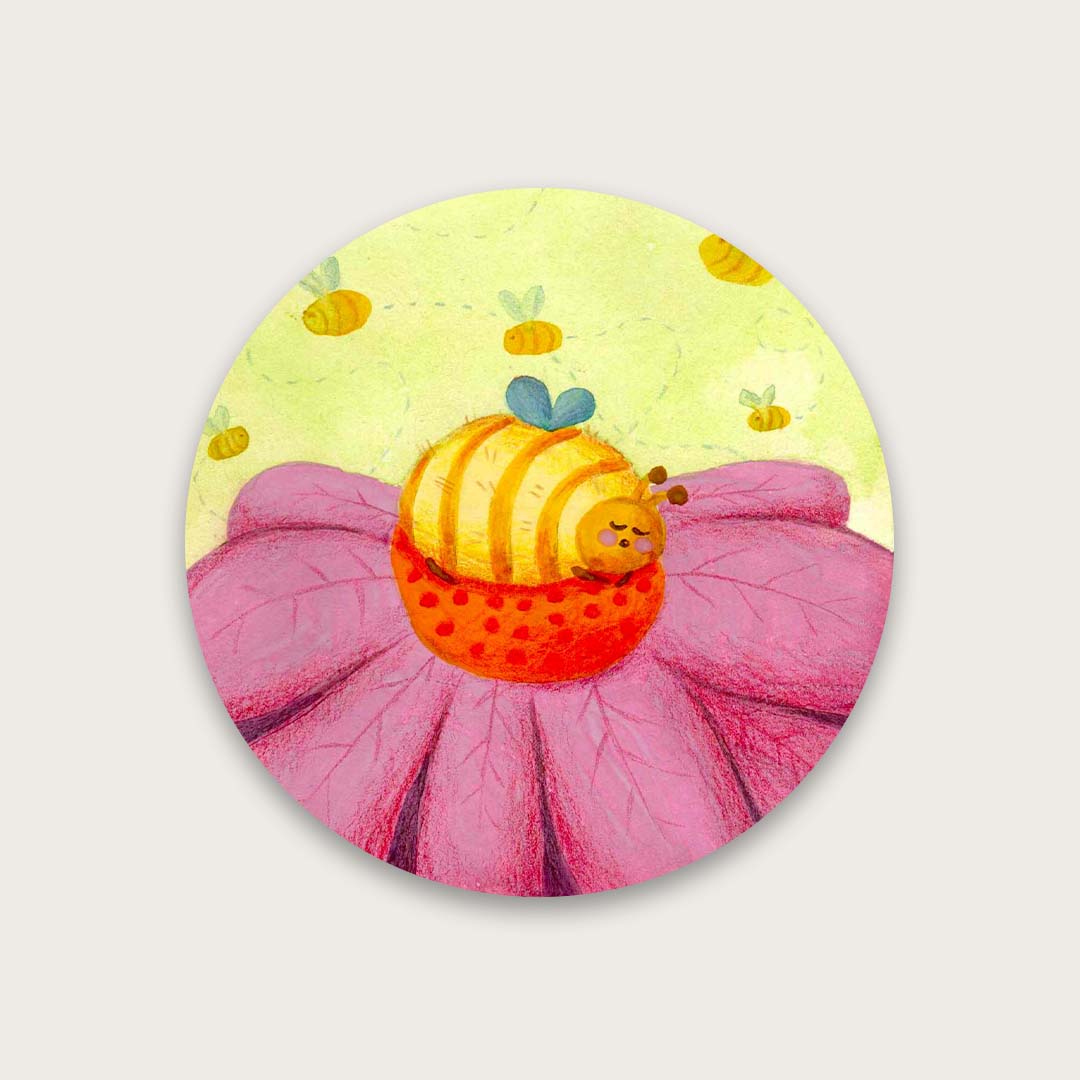 Sleepy bee sticker