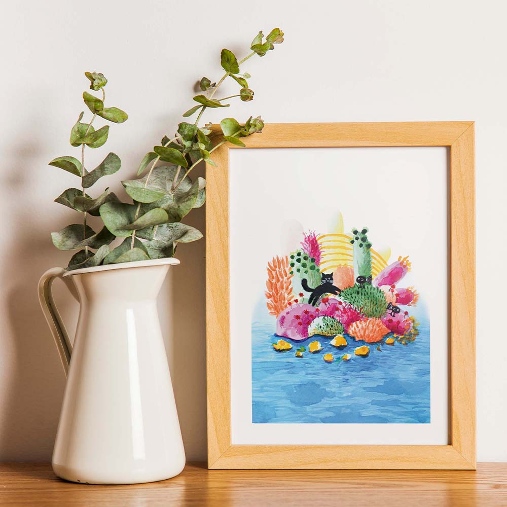 Black cat island print