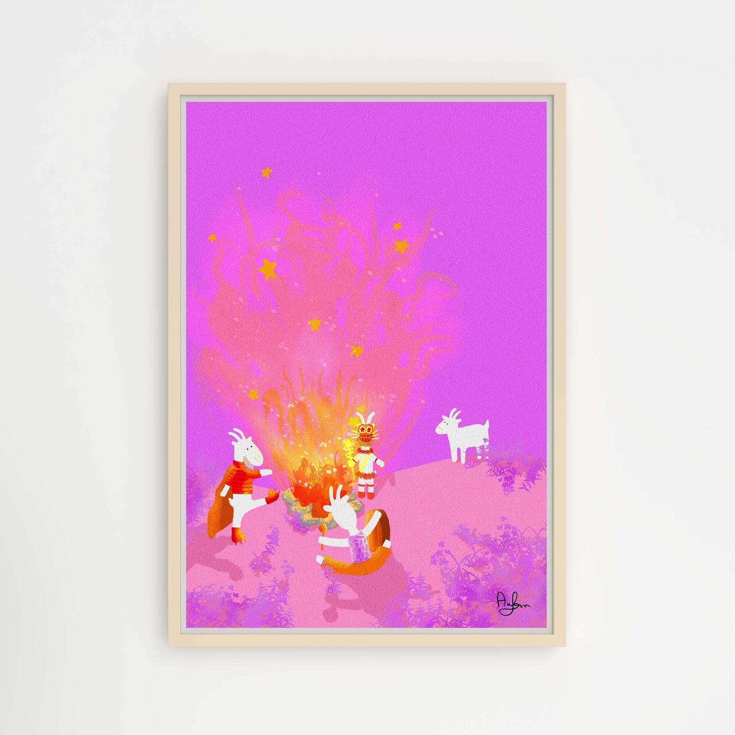 Goat ritual dance print