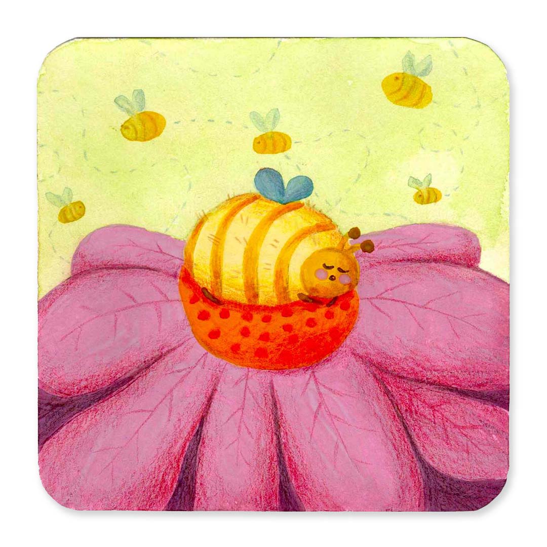 Sleepy bee print