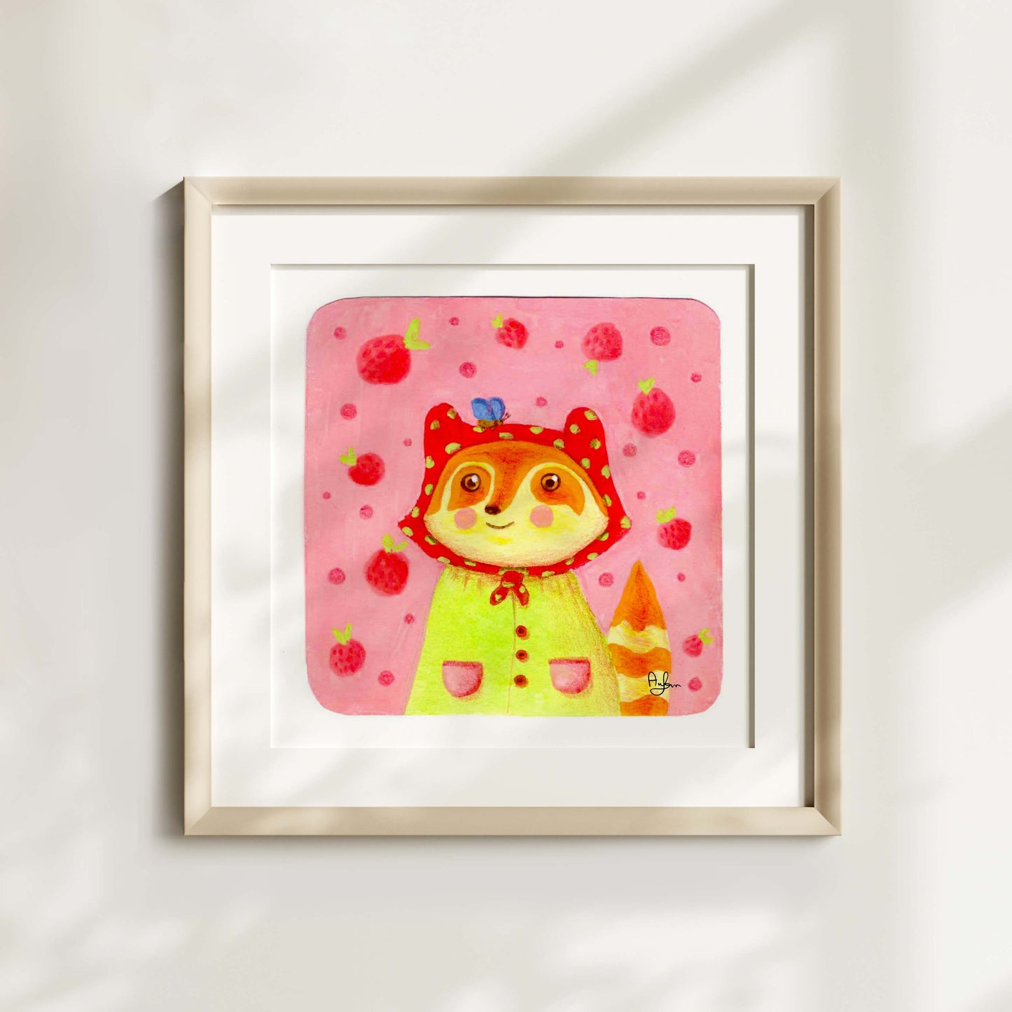 Strawberry racoon print